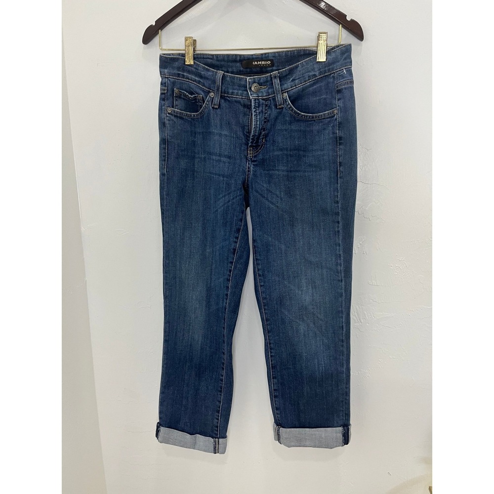 Cambio Jeans Cropped Straight Women Size 83 Blue Excellent Cuffed Denim